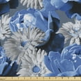 thumbnail image 1 of Ambesonne Floral Fabric by the Yard Upholstery, Roses and Gerbera Art Garden, 2 Yards, Azure Blue and Pale Grey, 1 of 5