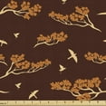 thumbnail image 1 of Ambesonne Floral Fabric by the Yard Upholstery, Sakura Trees and Birds Image, 3 Yards, Redwood Amber and Peach, 1 of 5