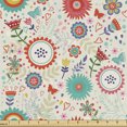thumbnail image 1 of Ambesonne Floral Fabric by the Yard Upholstery, Scandinavian Flowers Spring, 5 Yards, Eggshell Multicolor, 1 of 5