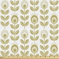 thumbnail image 1 of Ambesonne Floral Fabric by the Yard Upholstery, Scandinavian Folk Design, 3 Yards, Khaki White, 1 of 5
