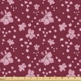 thumbnail image 1 of Ambesonne Floral Fabric by the Yard Upholstery, Scattered Simplistic Flowers, 2 Yards, Maroon and Pastel Pink, 1 of 5