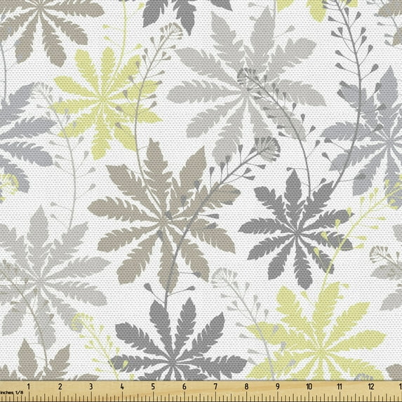 Ambesonne Floral Fabric by the Yard Upholstery, Shepherd's Purse Pattern, 1 Yard, Dust Dimgray