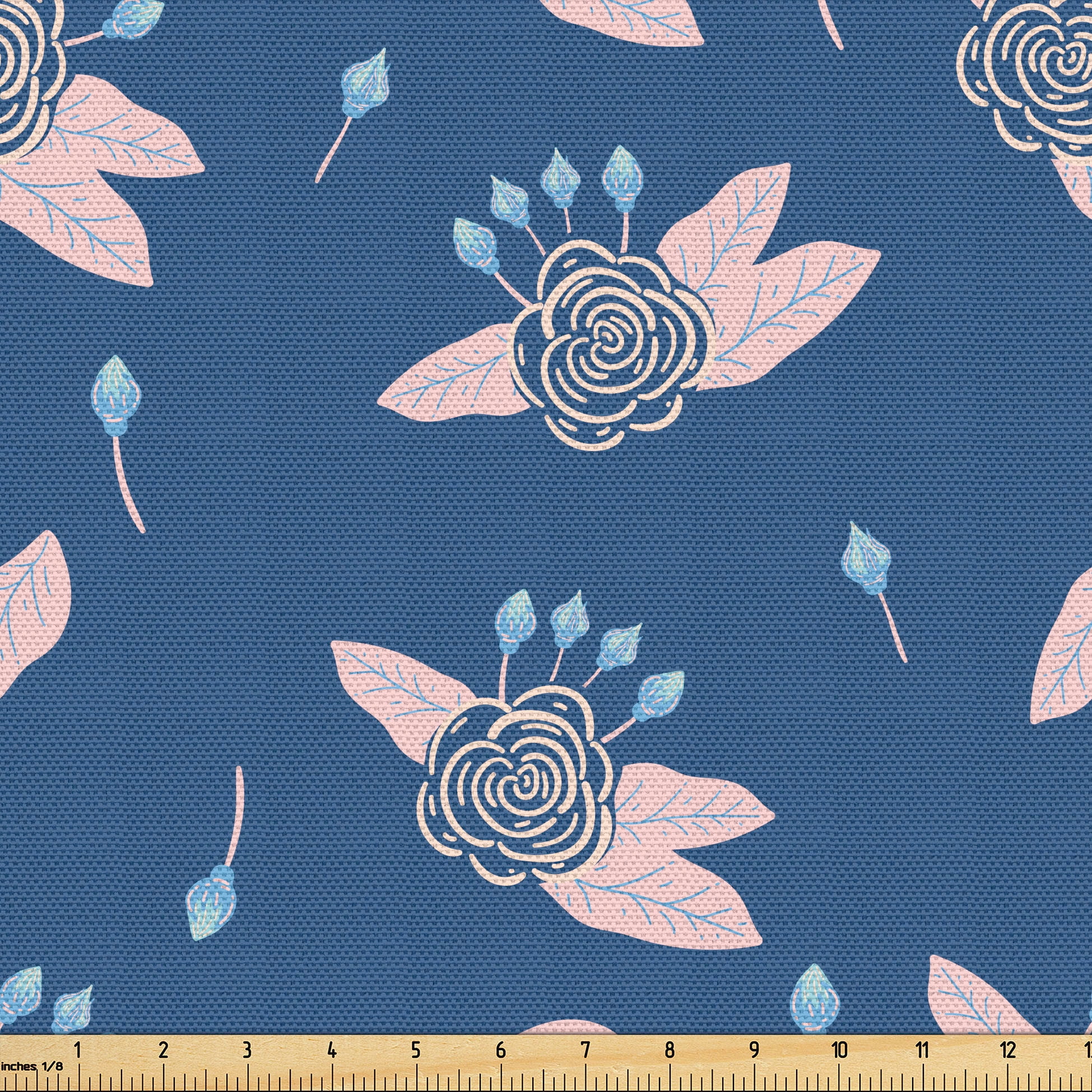 Ambesonne Floral Fabric by the Yard Upholstery, Simplified Pink Flowers ...