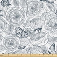 thumbnail image 1 of Ambesonne Floral Fabric by the Yard Upholstery, Sketch Butterflies Wild Rose, 10 Yards, Pale Blue Purpleblue, 1 of 5