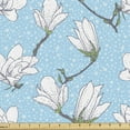 thumbnail image 1 of Ambesonne Floral Fabric by the Yard Upholstery, Sketchy Magnolia Flowers Art, 5 Yards, Pale Sky Blue White, 1 of 5