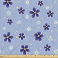 thumbnail image 1 of Ambesonne Floral Fabric by the Yard Upholstery, Spring Flowers Polka Dots, 3 Yards, Ceil Blue Indigo, 1 of 5