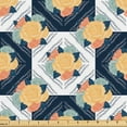 thumbnail image 1 of Ambesonne Floral Fabric by the Yard Upholstery, Squares and Roses Pattern, 1 Yard, Pastel Brown Pale Teal, 1 of 5