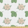 thumbnail image 1 of Ambesonne Floral Fabric by the Yard Upholstery, Strawberry Flowers Leaves, 3 Yards, Champagne and Reseda Green, 1 of 1