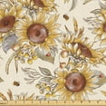 thumbnail image 1 of Ambesonne Floral Fabric by the Yard Upholstery, Summer Bloom Floral Pattern, 2 Yards, Chocolate Mustard and Cream, 1 of 5
