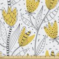 thumbnail image 1 of Ambesonne Floral Fabric by the Yard Upholstery, Tulips Petals Flowers Art, 3 Yards, Mustard and Dark Night Blue, 1 of 5