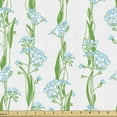 thumbnail image 1 of Ambesonne Floral Fabric by the Yard Upholstery, Vertical Leafy Flower Strips, 2 Yards, Fern Green Sky Blue, 1 of 5
