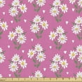 thumbnail image 1 of Ambesonne Floral Fabric by the Yard Upholstery, Vintage Chamomile Flower Art, 1 Yard, Pastel Pink and Fern Green, 1 of 5