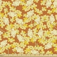 thumbnail image 1 of Ambesonne Floral Fabric by the Yard Upholstery, Vintage Summery Warm Tones, 1 Yard, Burnt Orange Pale Yellow, 1 of 5