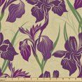 thumbnail image 1 of Ambesonne Floral Fabric by the Yard Upholstery, Violet Tones Iris Flower, 2 Yards, Pale Khaki Dark Magenta, 1 of 5