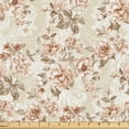 thumbnail image 1 of Ambesonne Floral Fabric by the Yard Upholstery, Weathered Look Roses Pattern, 5 Yards, Off White and Pale Rose, 1 of 1