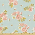thumbnail image 1 of Ambesonne Floral Fabric by the Yard Upholstery, Wild Rose Flowers Leaves Art, 10 Yards, Salmon Earth Yellow White, 1 of 1