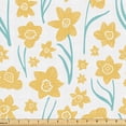 thumbnail image 1 of Ambesonne Floral Fabric by the Yard Upholstery, Yellowish-Toned Flowers Art, 5 Yards, Pale Orange Turquoise, 1 of 1
