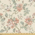 thumbnail image 1 of Ambesonne Floral Fabric by the Yard Upholstery, Vintage Peony Leaves Pattern, 1 Yard, Grey Yellow Blush, 1 of 5