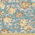thumbnail image 1 of Ambesonne Floral Fabric by the Yard Upholstery, Vintage Vibe Rose Pattern, 3 Yards, Pale Grey Pastel Yellow, 1 of 1