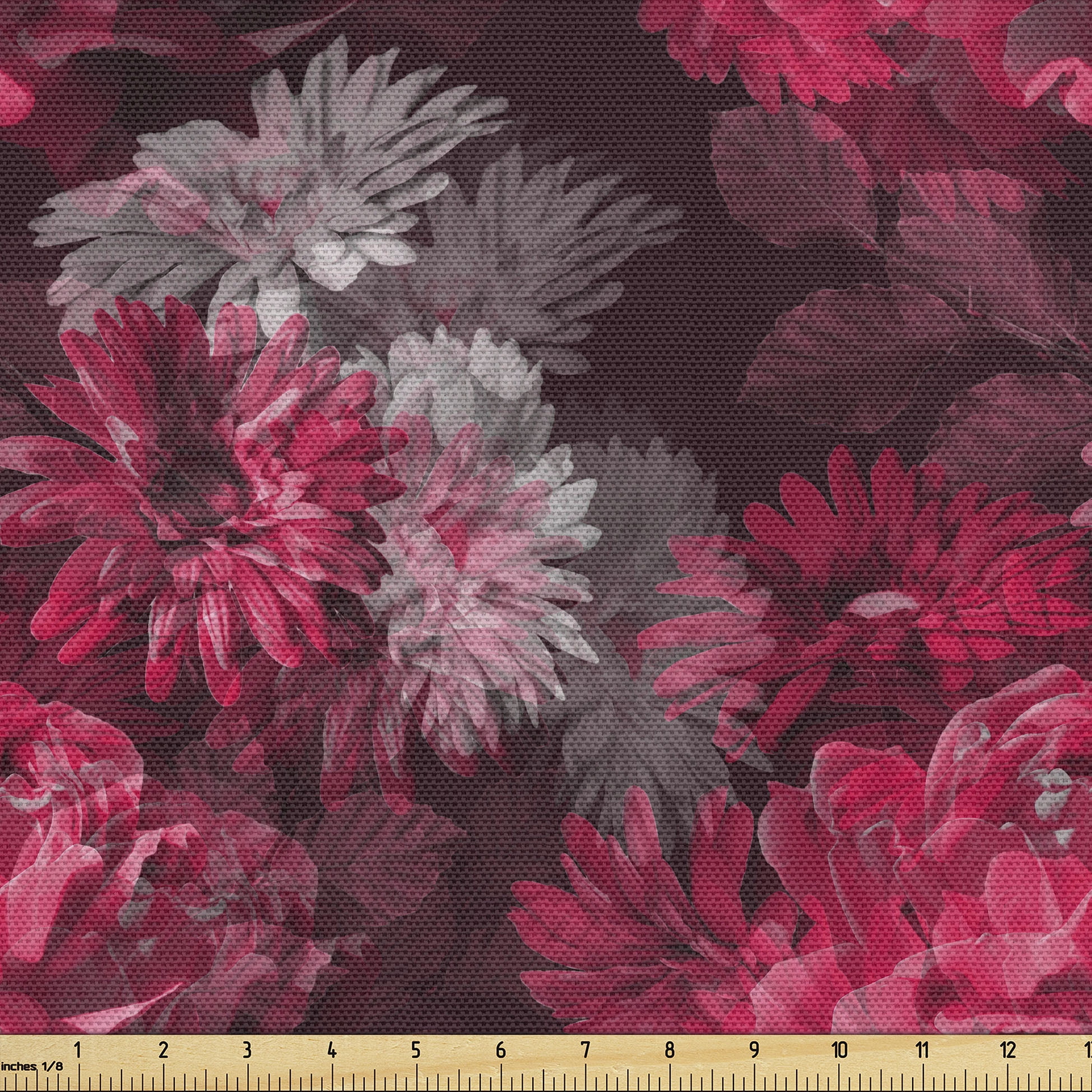 2 7/8 Yards Cut Burgundy Red Maroon Flowers Quilting sale Fabric Blue Beige