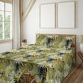 thumbnail image 1 of Ambesonne Floral Fitted & Flat Sheet with Sham 3 Pcs Set, Abstract Art Style Asters, Twin XL, Mustard Khaki Black, 1 of 5