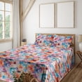 thumbnail image 1 of Ambesonne Floral Fitted & Flat Sheet with Sham 3 Pcs Set, Blurry Look Abstract Flowers, Twin, Sky Blue Salmon and Pink, 1 of 1