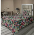 thumbnail image 1 of Ambesonne Floral Fitted & Flat Sheet with Sham 3 Pcs Set, Exotic Flora Acrylic Plot, Twin XL, Dark Coral Forest Green, 1 of 4