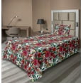 thumbnail image 1 of Ambesonne Floral Fitted & Flat Sheet with Sham 3 Pcs Set, Lily Flower Bouquet Retro, Twin XL, Red Forest Green Coconut, 1 of 1