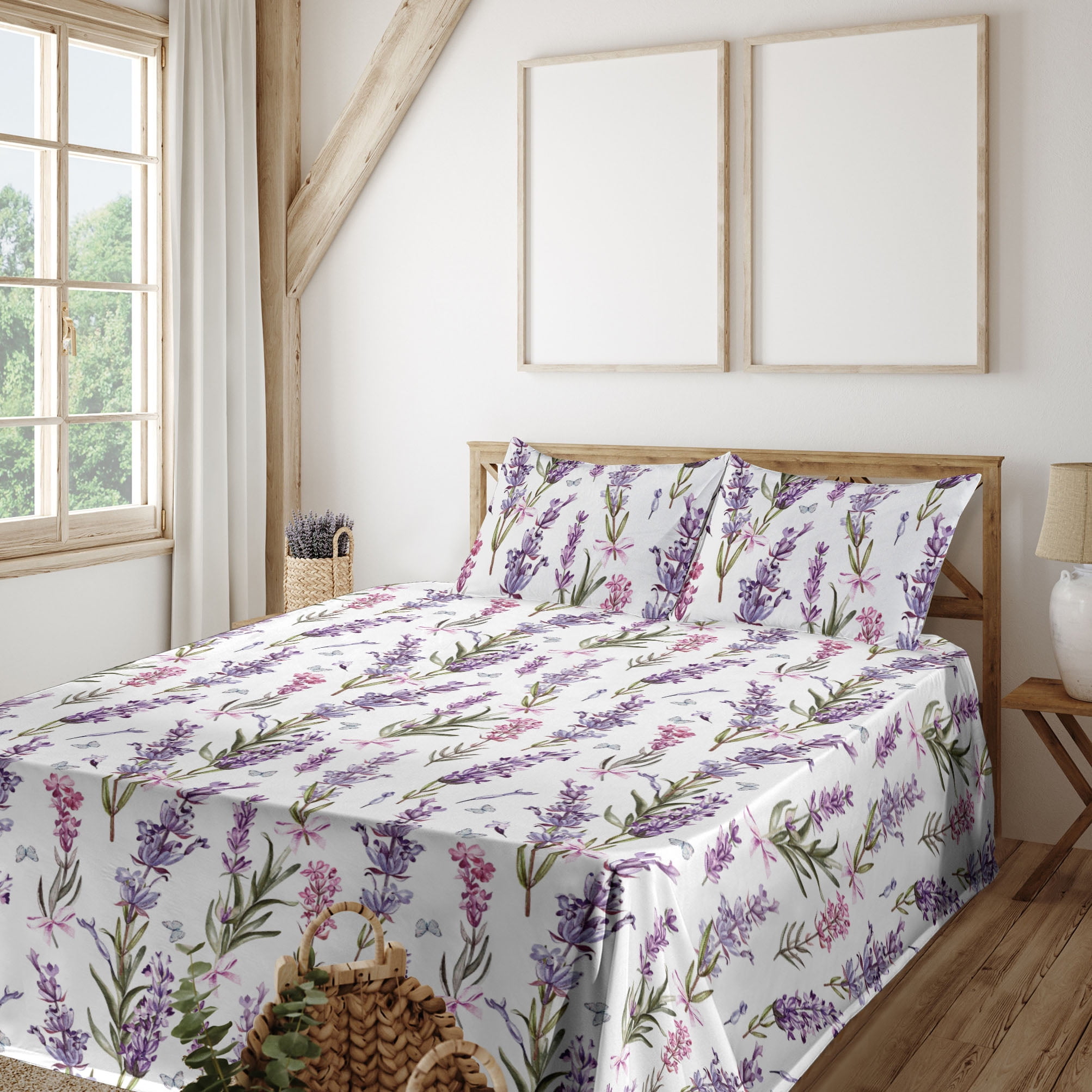 Ambesonne Floral Fitted & Flat Sheet with Sham 3 Pcs Set, Minimalist — free download