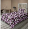thumbnail image 1 of Ambesonne Floral Fitted & Flat Sheet with Sham 3 Pcs Set, Pansy Flowers Cottagecore, Twin XL, Lilac Reseda Green Plum, 1 of 1