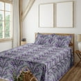 thumbnail image 1 of Ambesonne Floral Fitted & Flat Sheet with Sham 3 Pcs Set, Retro Meadow Bloom Leaves, Twin, Violet Mauve and Grey Teal, 1 of 1