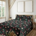 thumbnail image 1 of Ambesonne Floral Fitted & Flat Sheet with Sham 3 Pcs Set, Romantic Dried Pinkish Roses, Twin, Hunter Green Redbrown, 1 of 1