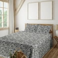 thumbnail image 1 of Ambesonne Floral Fitted & Flat Sheet with Sham 3 Pcs Set, Romantic Line Drawn Roses, Twin, Charcoal Grey Coconut, 1 of 1