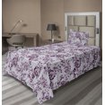 thumbnail image 1 of Ambesonne Floral Fitted & Flat Sheet with Sham 3 Pcs Set, Roses Vintage Botanical Art, Twin XL, Pale Purple Pink and Lilac, 1 of 1