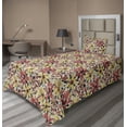 thumbnail image 1 of Ambesonne Floral Fitted & Flat Sheet with Sham 3 Pcs Set, Simplified Flowers Spring, Twin XL, Mustard and Dark Salmon, 1 of 1