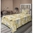 thumbnail image 1 of Ambesonne Floral Fitted & Flat Sheet with Sham 3 Pcs Set, Vintage Flowers Simplified, Twin, Pale Yellow Green and Grey, 1 of 4