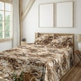 thumbnail image 1 of Ambesonne Floral Fitted & Flat Sheet with Sham 3 Pcs Set, Watercolor Autumnal Floral, Twin, Caramel Pale Orange and Umber, 1 of 1