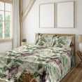 thumbnail image 1 of Ambesonne Floral Fitted & Flat Sheet with Sham 3 Pcs Set, Watercolor Peony Roses Print, Twin XL, Mauve Taupe Grey Yellow, 1 of 1