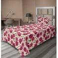 thumbnail image 1 of Ambesonne Floral Fitted & Flat Sheet with Sham 3 Pcs Set, Watercolor Roses Repeating, Twin XL, Dark Coral Fawn and Sepia, 1 of 1