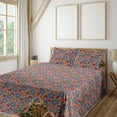thumbnail image 1 of Ambesonne Floral Fitted & Flat Sheet with Shams 4 Pcs Set, Abstract Silhouette Blossom, Full, Dark Peach Ceil Blue, 1 of 1