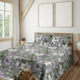 thumbnail image 1 of Ambesonne Floral Fitted & Flat Sheet with Shams 4 Pcs Set, Botanical Garden Eucalyptus, Full, Lilac and Dark Sea Green, 1 of 1