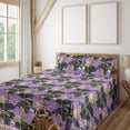 thumbnail image 1 of Ambesonne Floral Fitted & Flat Sheet with Shams 4 Pcs Set, Botanical Overlapping Art, Calking, Pale Eggplant and Khaki, 1 of 5