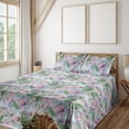 thumbnail image 1 of Ambesonne Floral Fitted & Flat Sheet with Shams 4 Pcs Set, Bouquet Art of Spring Floral, Full, Green Pink and Lavender, 1 of 1
