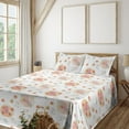 thumbnail image 1 of Ambesonne Floral Fitted & Flat Sheet with Shams 4 Pcs Set, Butterfly Flower Summer Art, Full, Coral Laurel Green, 1 of 5