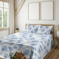 thumbnail image 1 of Ambesonne Floral Fitted & Flat Sheet with Shams 4 Pcs Set, Chamomile Petal Pastel Bloom, Queen, Pale Ceil Blue and White, 1 of 5