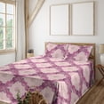 thumbnail image 1 of Ambesonne Floral Fitted & Flat Sheet with Shams 4 Pcs Set, Checkered Rose Square Print, Calking, Rose Pale Fuchsia, 1 of 1