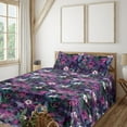 thumbnail image 1 of Ambesonne Floral Fitted & Flat Sheet with Shams 4 Pcs Set, Cosmos Universe Bloom Starry, Full, Fuchsia Purple Teal, 1 of 1
