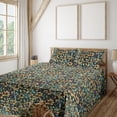 thumbnail image 1 of Ambesonne Floral Fitted & Flat Sheet with Shams 4 Pcs Set, Flowers Acrylic Repeating, Queen, Sea Green and Cadet Blue, 1 of 5
