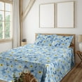 thumbnail image 1 of Ambesonne Floral Fitted & Flat Sheet with Shams 4 Pcs Set, Forget Me Not Flowers Plot, King, Pale Azure Blue Yellow, 1 of 5