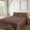 thumbnail image 1 of Ambesonne Floral Fitted & Flat Sheet with Shams 4 Pcs Set, Leafy Ivy Branches Flowers, Queen, Green Brown Plum Peach, 1 of 1